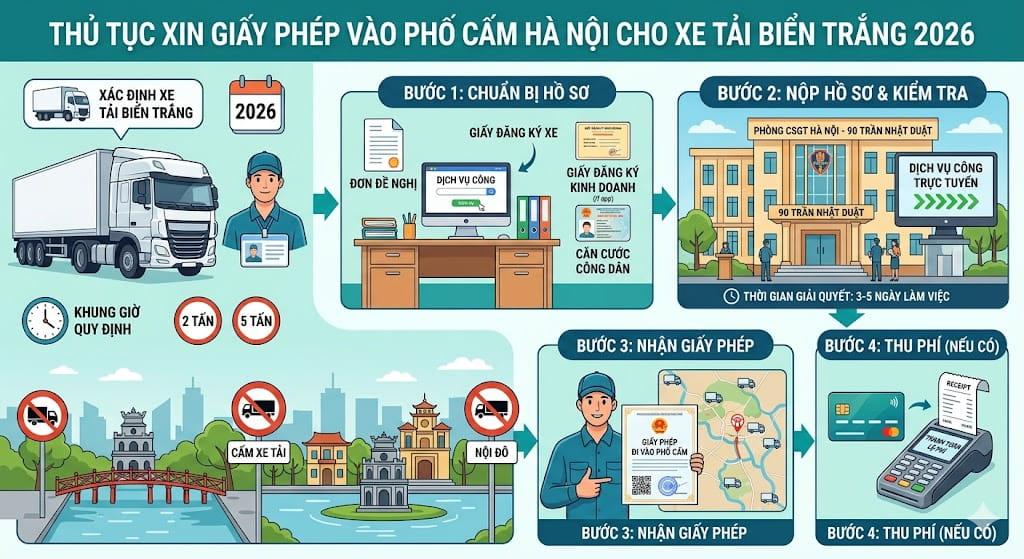 Thủ Tục Xin Giấy Phép Vào Phố Cấm Hà Nội Cho Xe Tải Biển Trắng 2026