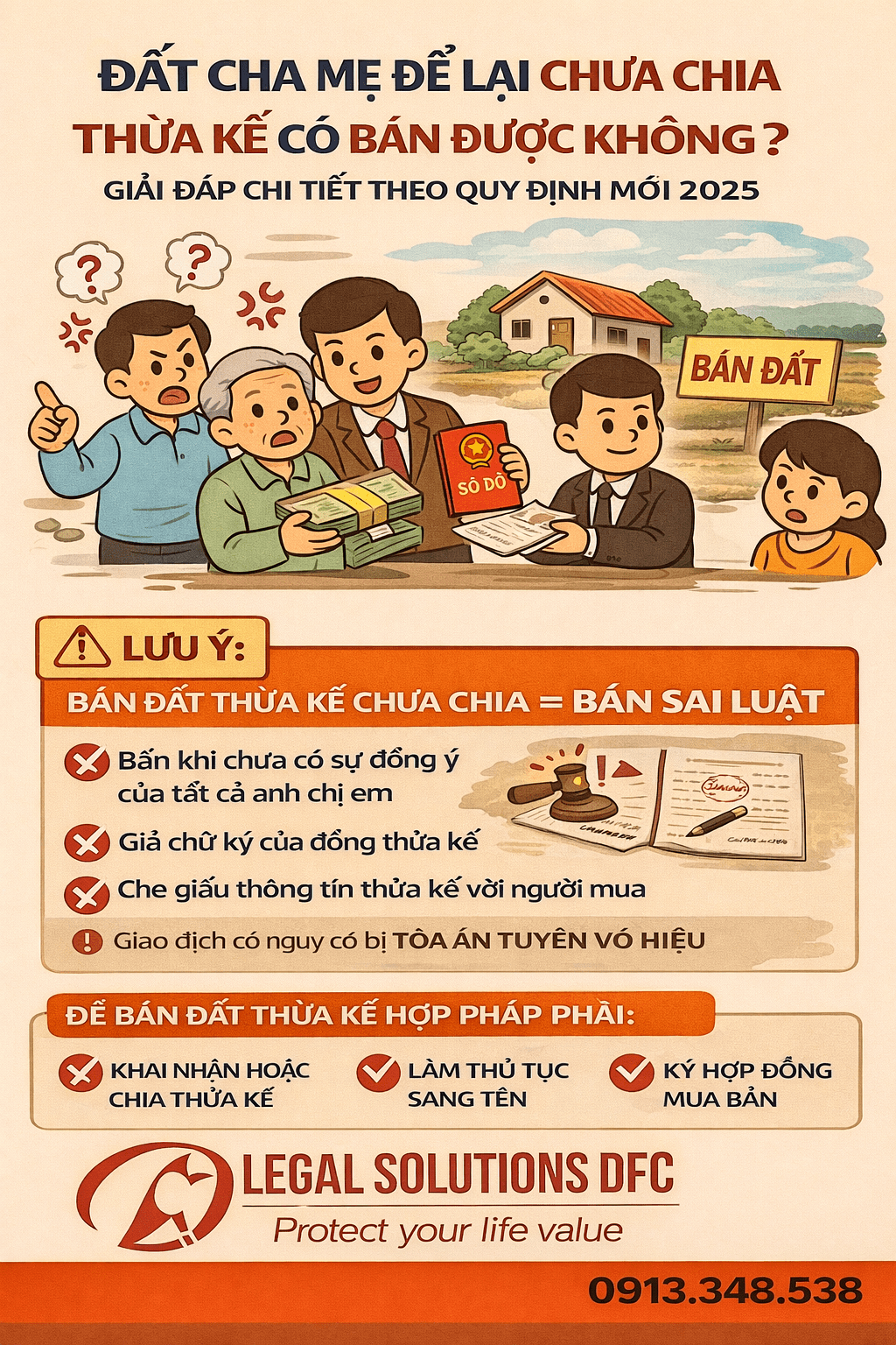 ĐẤT CHA MẸ ĐỂ LẠI CHƯA CHIA THỪA KẾ CÓ BÁN ĐƯỢC KHÔNG?  GIẢI ĐÁP CHI TIẾT THEO QUY ĐỊNH MỚI 2025